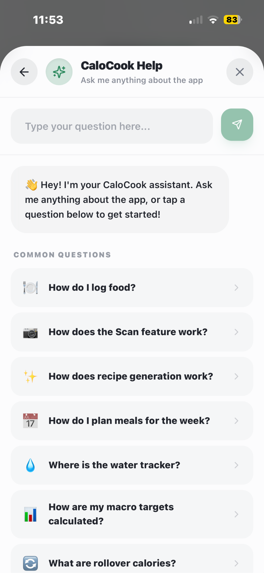 In-App Help Assistant screenshot